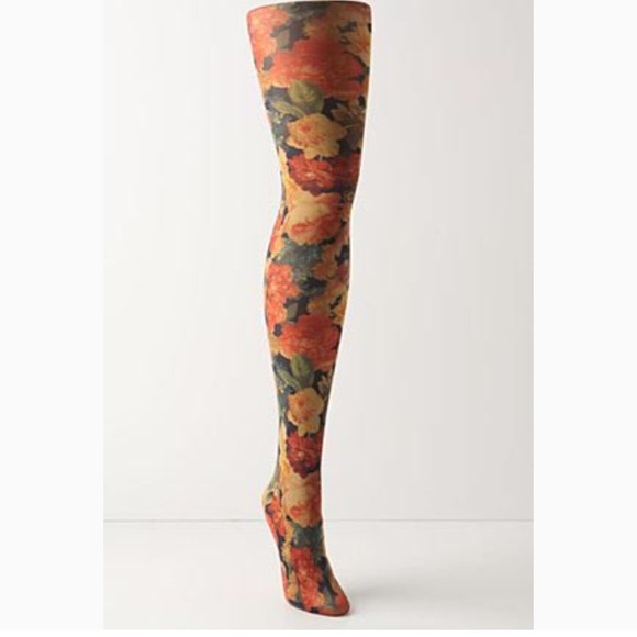 Anthropologie Floral Tights 